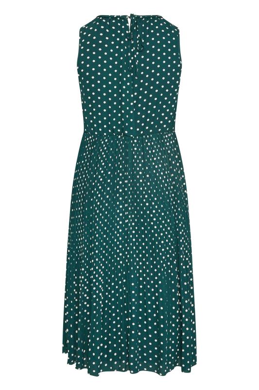YOURS LONDON Plus Size Green Polka Dot Keyhole Pleat Dress | Yours Clothing 6