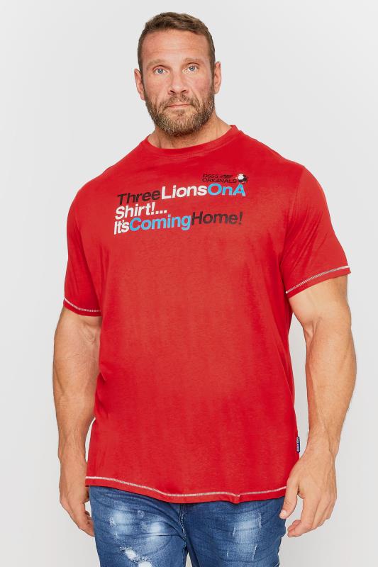  Grande Taille D555 Big & Tall Red 'It's Coming Home!' Football Graphic T-Shirt