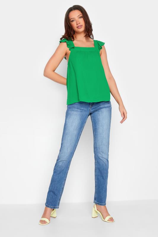 LTS Tall Women's Green Crinkle Frill Top | Long Tall Sally 2