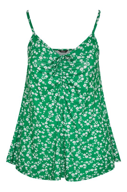 LIMITED COLLECTION Curve Green Floral Print Ruched Swing Cami Top_X.jpg