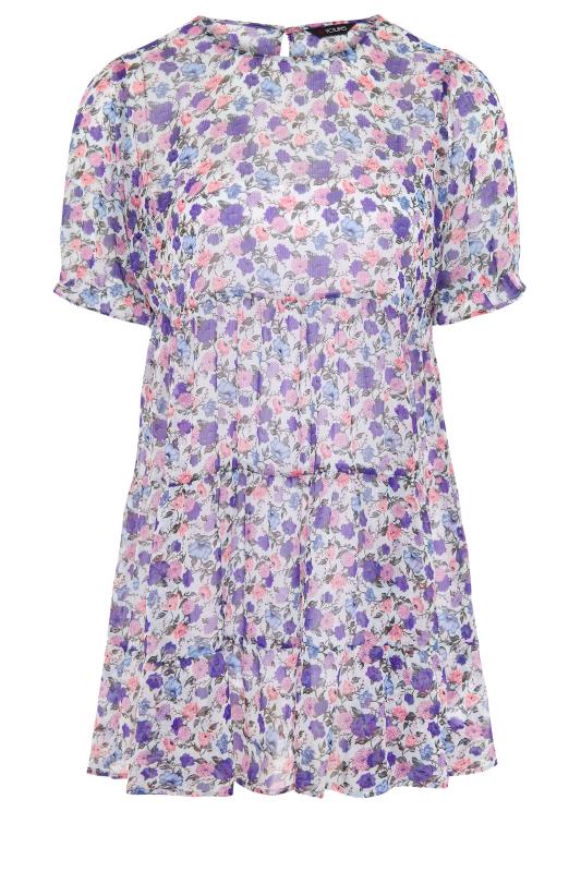 LIMITED COLLECTION Curve Purple Ditsy Floral Tiered Tunic_F.jpg