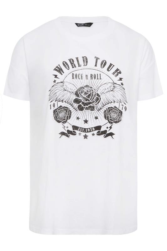 YOURS Plus Size White 'World Tour' Studded Print T-Shirt | Yours Clothing 6