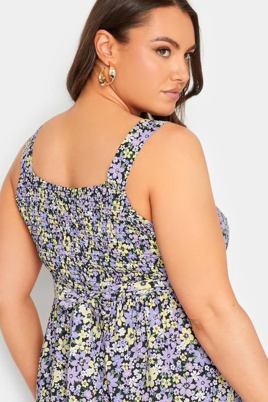 YOURS Plus Size Purple Floral Print Bow Back Vest Top | Yours Clothing 4