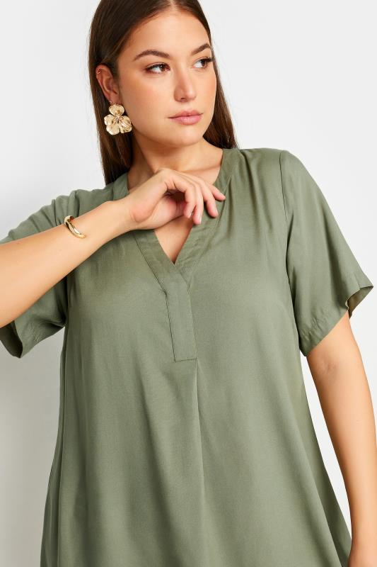Yours Plus Size Khaki Green Tunic Dress | Yours Clothing 4