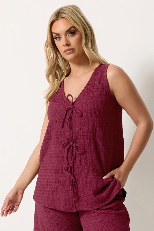  YOURS Curve Red Textured Bow Waistcoat