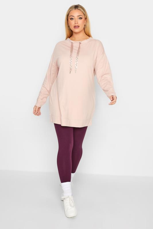 YOURS LUXURY Plus Size Pink Star Embellished Sweatshirt | Yours Clothing 3