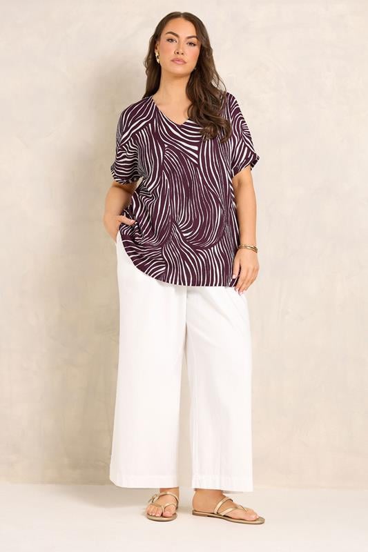 EVANS Plus Size Berry Red Crinkle Top | Evans 1