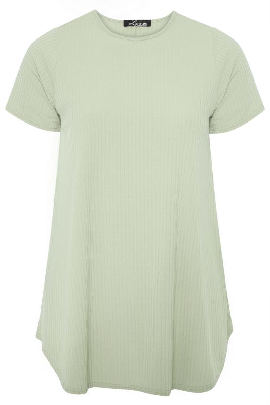 LIMITED COLLECTION Sage Green Ribbed Swing T-Shirt 5