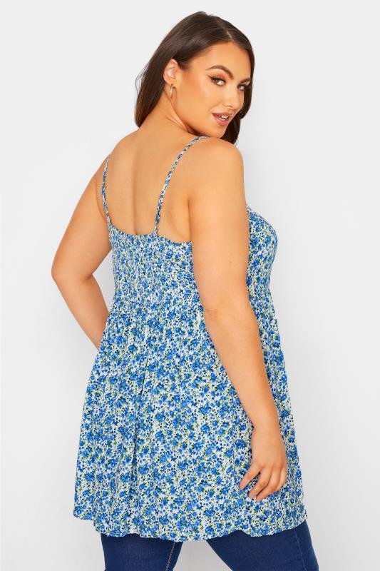 Blue Floral Peplum Cami Top | Yours Clothing 3