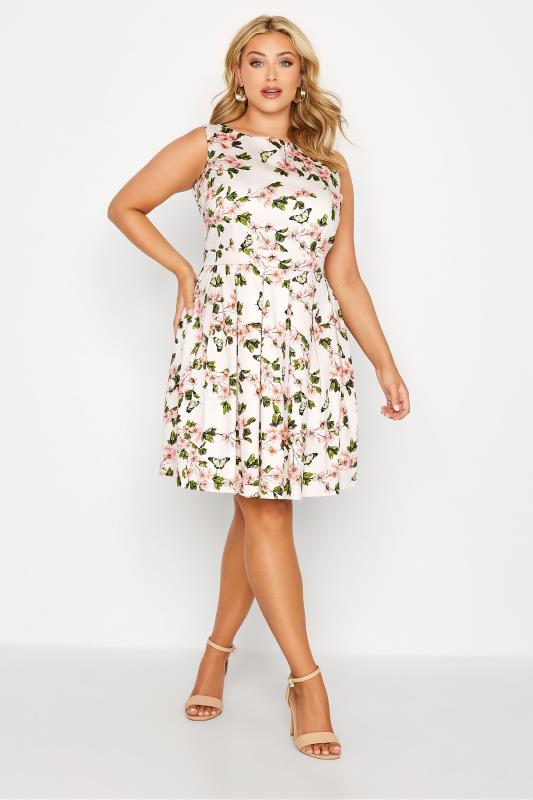 Plus Size White Floral Pleated Midi Dress | Yours Clothing  3