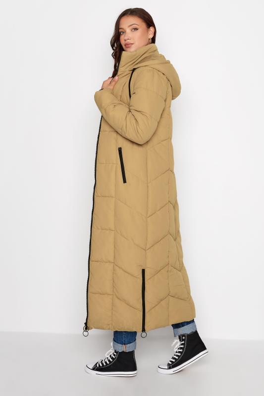 LTS Tall Light Brown Maxi Puffer Coat 3