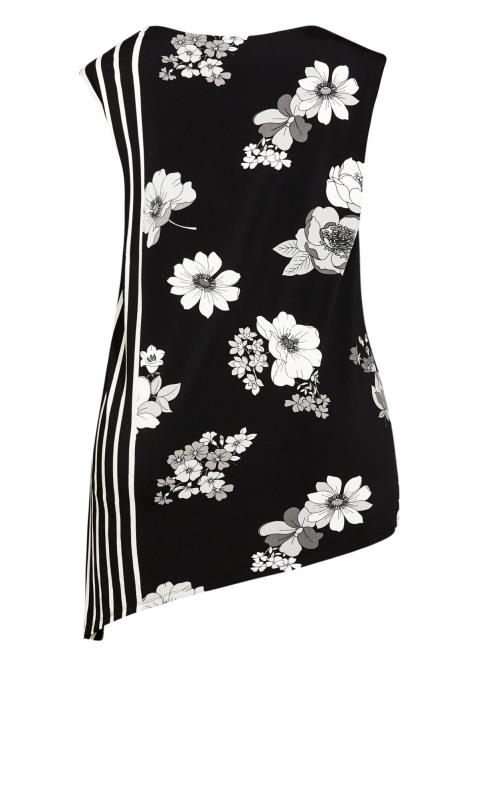 Evans Black & White Floral Print Asymmetrical Tunic Top 3