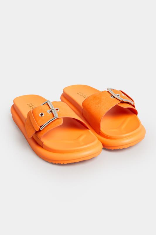 Orange Buckle Strap Mule Sandals In Wide E Fit & Extra Wide EEE Fit ...