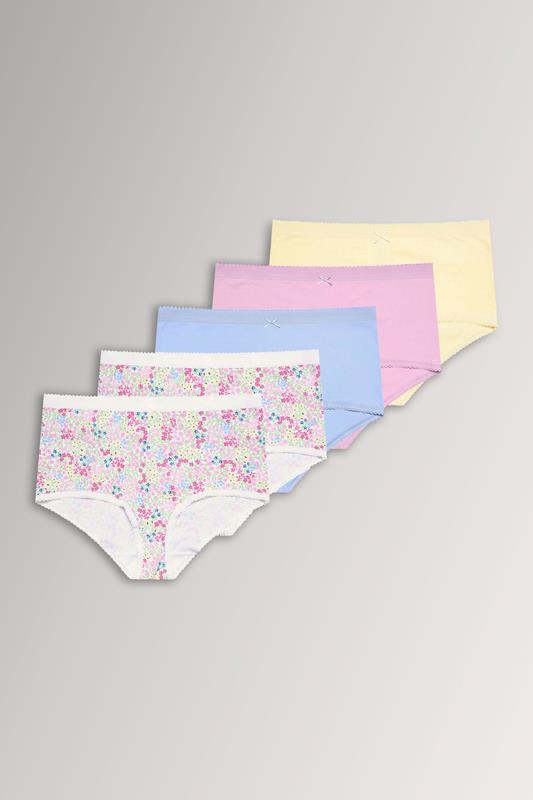  YOURSET 5 PACK Curve Pink Floral Spring Full Briefs