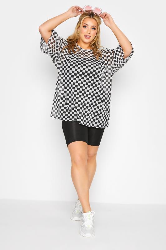 LIMITED COLLECTION Curve Black Checkerboard Mesh T-Shirt_B.jpg