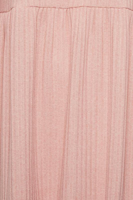 YOURS Plus Size Pink Ribbed Tiered Midi Dress | Yours Clothing 5