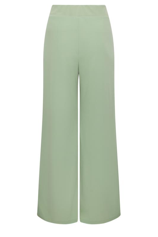 YOURS LONDON Plus Size Green Button Stretch Scuba Crepe Wide Leg Trousers | Yours Clothing 5