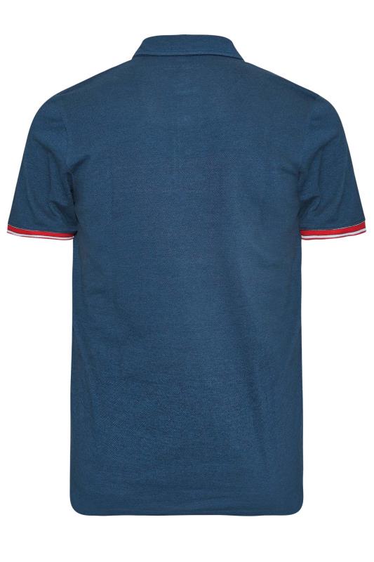 BadRhino Big & Tall Navy Blue Contrast Stripe Placket Polo Shirt 4