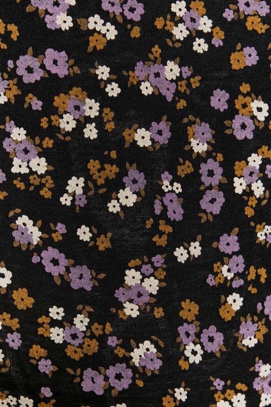 Petite Black Ditsy Floral Print Bodysuit | PixieGirl 4