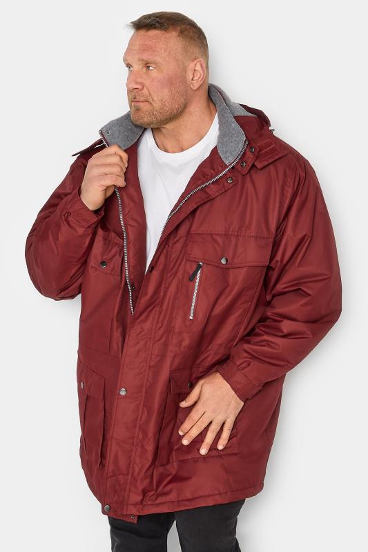  Grande Taille BadRhino Big & Tall Red Fleece Lined Hooded Coat