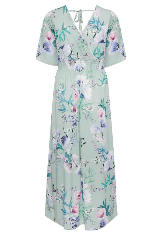 YOURS LONDON Plus Size Light Blue Floral Shirred Maxi Dress | Yours Clothing  7