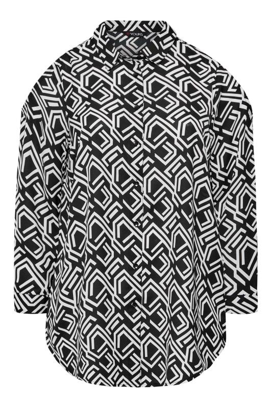 Plus Size Black Geometric Print Cold Shoulder Shirt | Yours Clothing 6