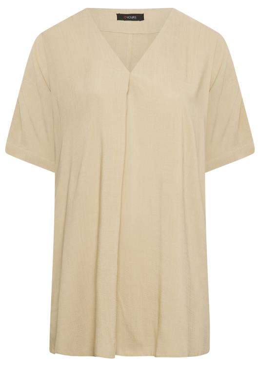 YOURS Curve Plus Size Beige Brown V-Neck Top | Yours Clothing  6