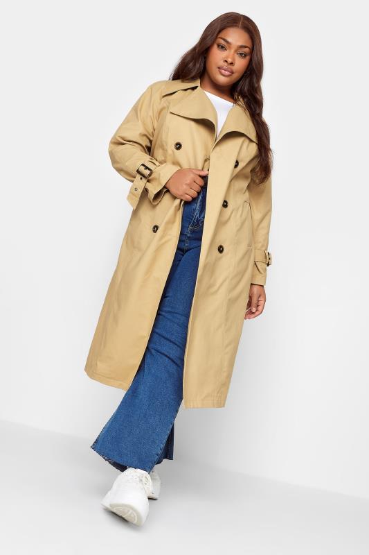 YOURS Plus Size Beige Brown Trench Coat | Yours Clothing