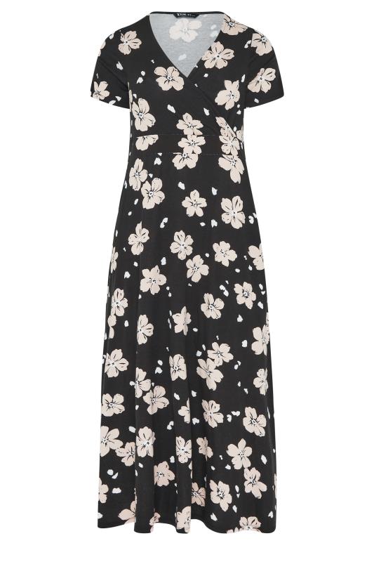 YOURS Curve Black Floral Print Wrap Style Maxi Dress | Yours Clothing  6