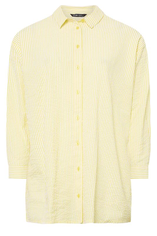 YOURS Plus Size Yellow Stripe Textured Shirt | Yours Clothing 5
