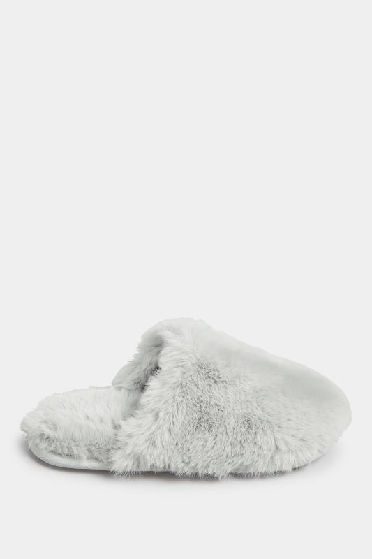 Grey Fluffy Slippers In Wide E Fit | Yours Clothing 3