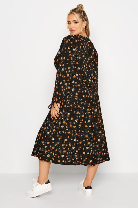 LIMITED COLLECTION Plus Size Black Floral Balloon Sleeve Midi Dress | Yours Clothing  3