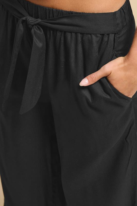PixieGirl Petite Women's Black Cropped Belted Wide Leg Trousers | PixieGirl 5