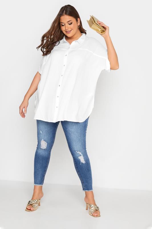 Plus Size White Short Sleeve Shirt | Yours Clothing 2