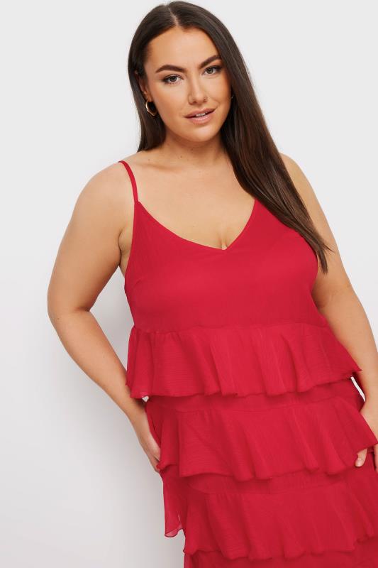 LIMITED COLLECTION Plus Size Red Frill Maxi Dress | Yours Clothing 5