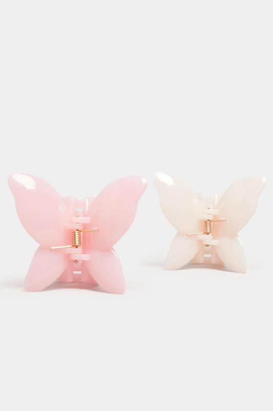 2 PACK White & Pink Butterfly Hair Clips | Yours Clothing 6