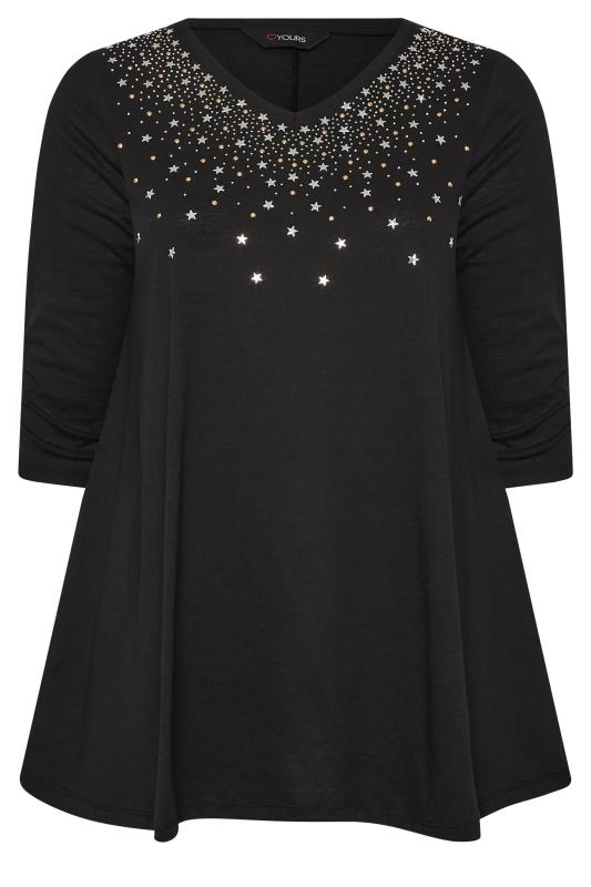 YOURS Curve Black Star Embellished Top | Yours Clothing 6