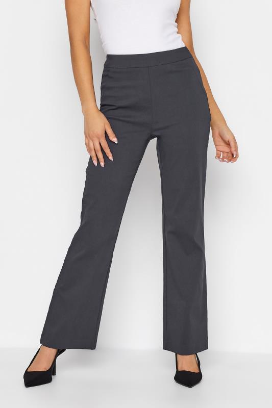 Petite Grey Stretch Bengaline Bootcut Trousers 1