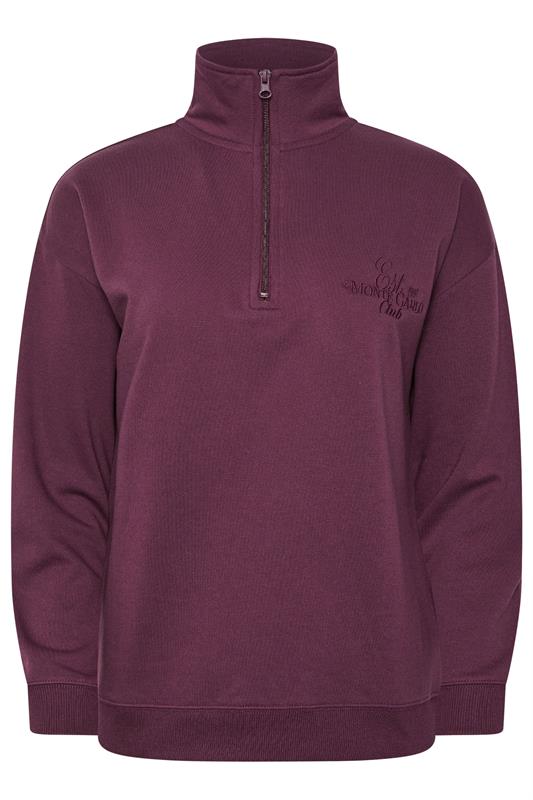 PixieGirl Petite Women's Burgundy Red 'Monte Carlo' Slogan Quarter Zip Sweatshirt | PixieGirl 6