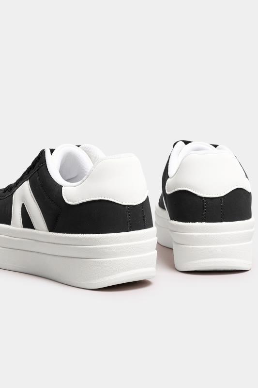 Black Retro Platform Trainers In Extra Wide EEE Fit | Yours Clothing  4