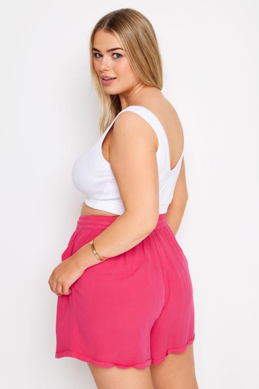 LIMITED COLLECTION Plus Size Pink Crinkle Shorts | Yours Clothing 4