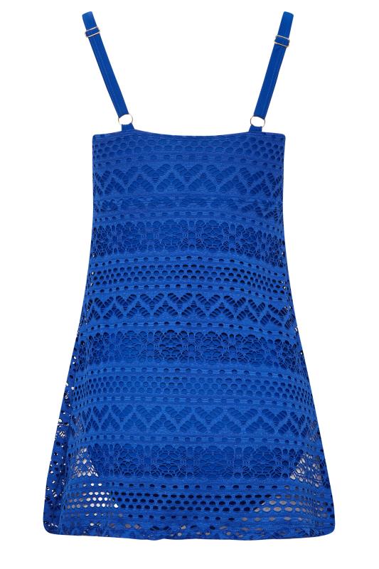 LTS Tall Women's Cobalt Blue Crochet Swim Dress | Long Tall Sally 7