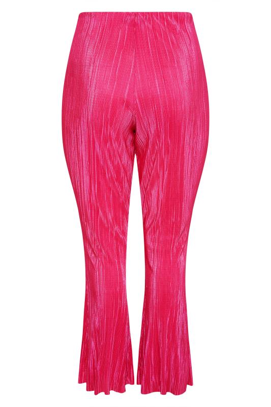 LIMITED COLLECTION Curve Hot Pink Plisse Kick Flare Trousers_Y.jpg