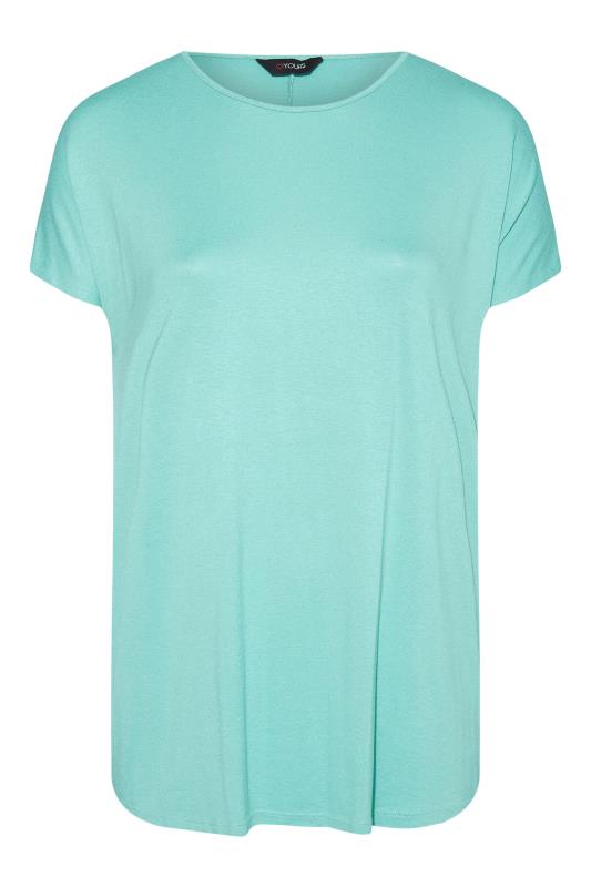 Curve Bright Turquoise Blue Grown On Sleeve T-Shirt_F.jpg