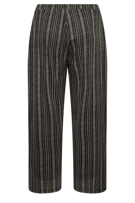 Plus Size Black Stripe Print Wide Leg Stretch Trousers | Yours Clothing 7
