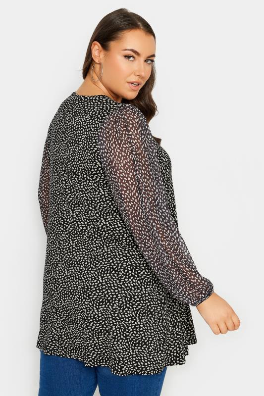 YOURS Plus Size Black Animal Print Mesh Swing Top | Yours Clothing 3