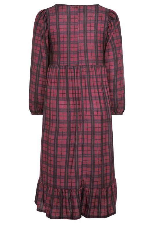 YOURS LONDON Curve Burgundy Red Check Smock Midi Dress 6