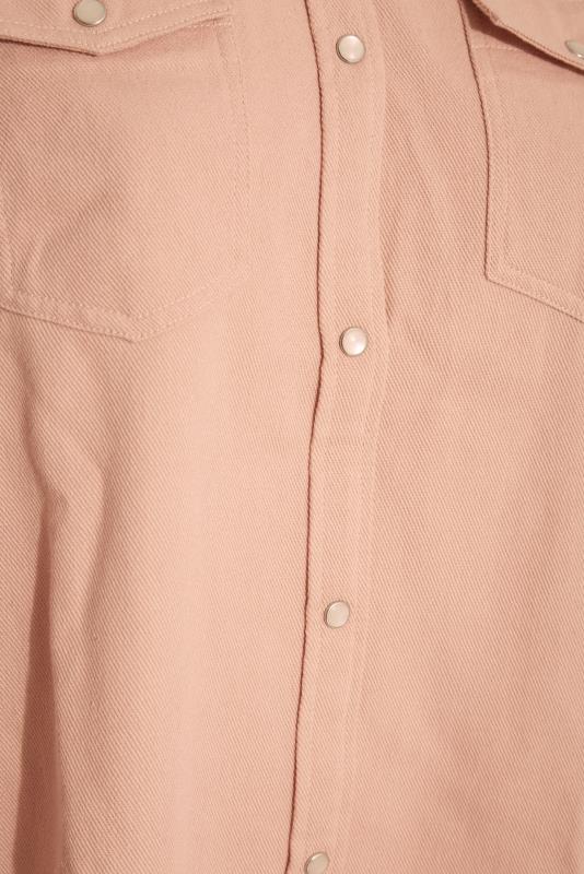 Curve Pink Distressed Denim Shirt 5