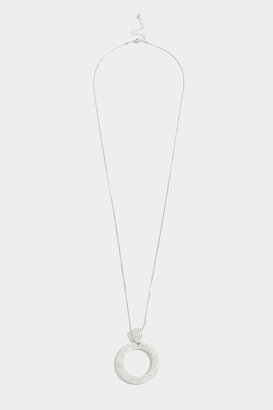 Tall  Yours Silver Tone Diamante Pendant Long Necklace