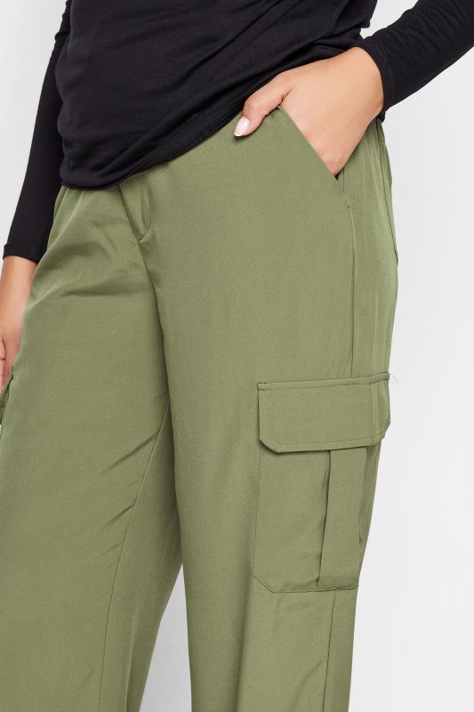 LTS Tall Women's Khaki Green Cuffed Cargo Trousers | Long Tall Sally 3
